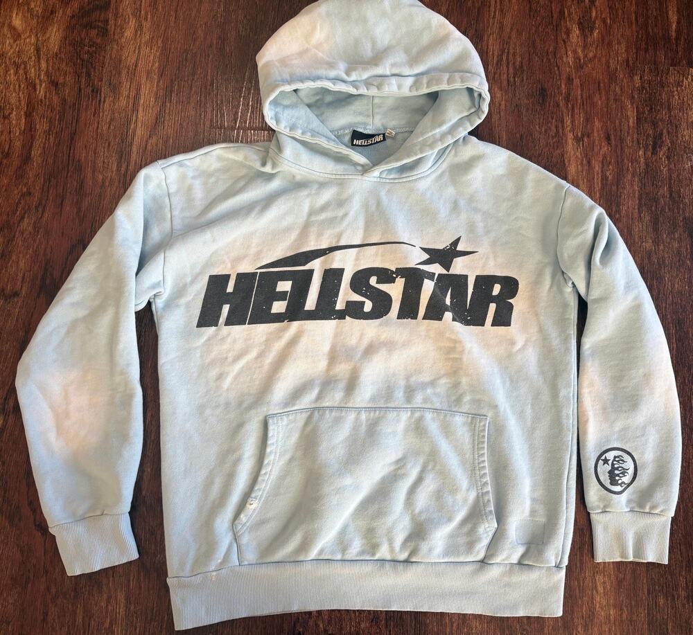 Hellstar Studios Brainwashed Heather Gray Graphic Pullover Hoodie Size Medium